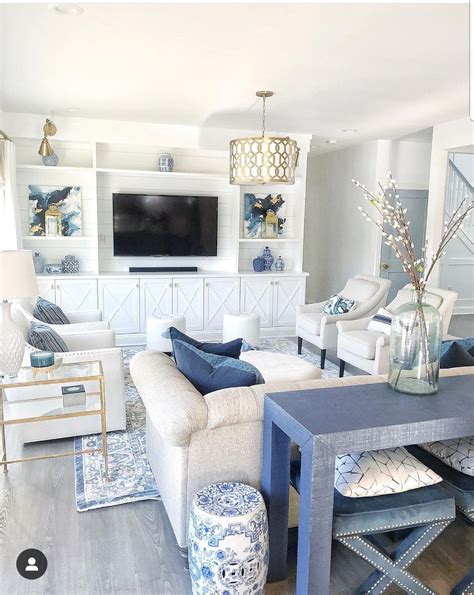 20 White And Blue Living Room