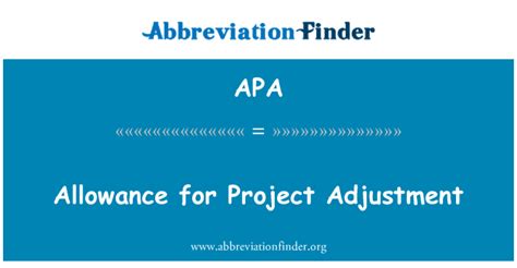 APA Definición Subsidio para el proyecto de ajuste Allowance for