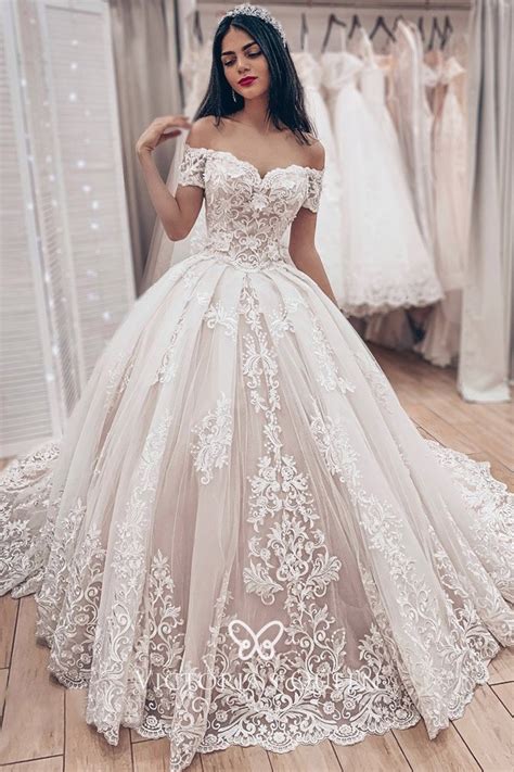 Https://tommynaija.com/wedding/off The Shoulder Lace Ball Gown Wedding Dress
