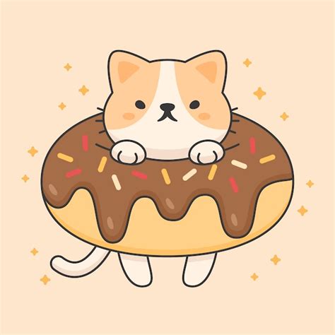 Premium Vector Vector Character Of Cute Cat In A Chocolate Doughnut