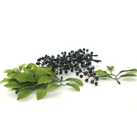 10 Navy Blue Choke Berry Sprigs And 10 Leaf Stems Odd Floral Etsy