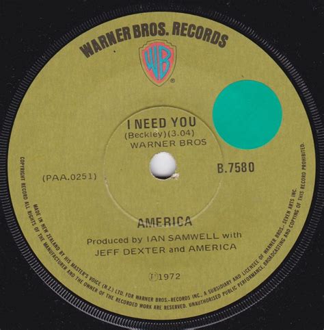 America I Need You 1972 Vinyl Discogs