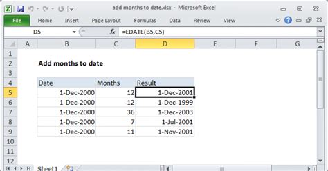 Add Months To Date Excel Formula Exceljet