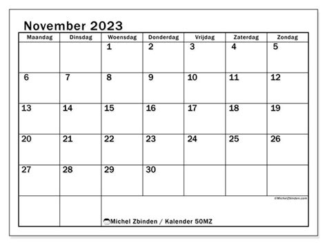 Kalender November 2023 50mz Michel Zbinden Sr