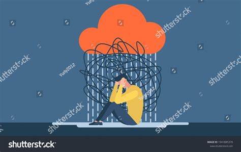 Man Anxiety Touch Head Surrounded By Stock Vector Royalty Free