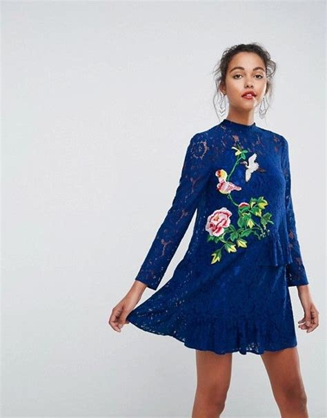 Asos Lace Mini Shift Dress With Embroidery Asos Prom Dresses Long