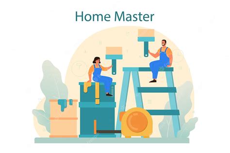 Premium Vector Home Master Concept Repairman Applying Finishing