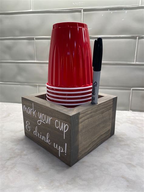 Solo Cup Holder With Marker Mark Your Cup And Drink Up Solo Etsy Uk