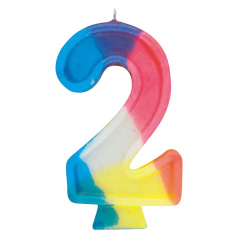 Number 2 Birthday Candle 275 In Multicolor 1ct