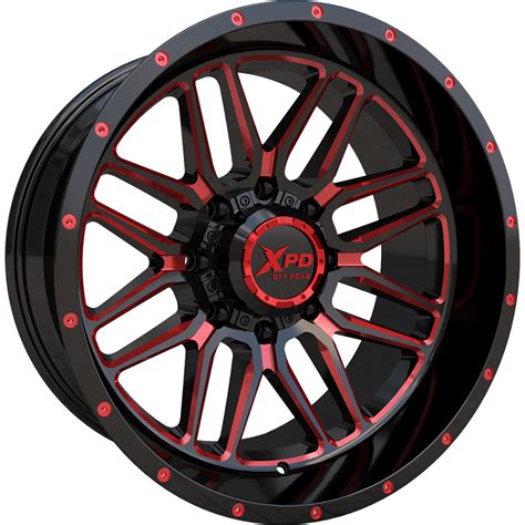 Xpd 709 Tempest Gloss Black Milled Red Spdline Wheels