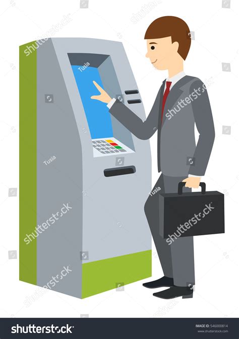 Businessman Using Atm Machine Vector Illustration Stock Vector