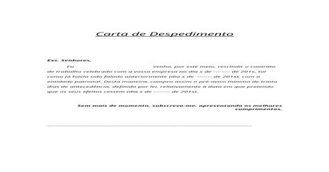 Carta De Despedimento Exemplodocx Docx Document