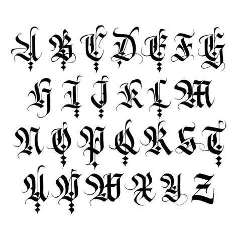 Script Alphabet Gotisches Alphabet Tattoo Lettering Alphabet