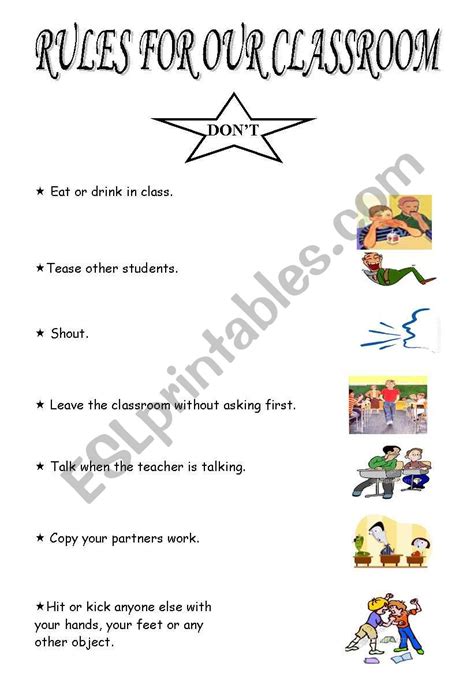 Classroom Rules Esl Worksheet By Alexabolo