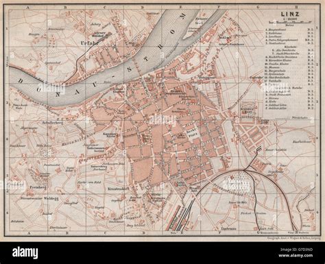 Linz Antique Town City Plan Stadtplan Austria Sterreich Karte Old Map Stock Photo Alamy