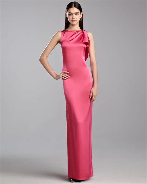 Pink Satin Column Dress Jumpsuit Dress Knit Dress Satin Dresses Gowns Dresses Liquid Satin