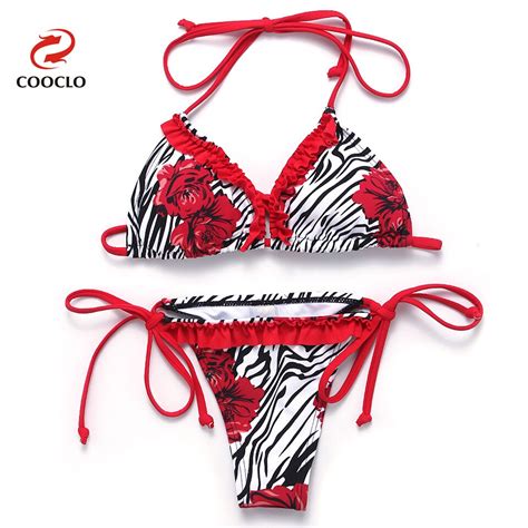Cooclo Micro Bikini 2019 Hot Summer Sexy Bikinis Set Floral Straps Swimwear Push Up Biquini