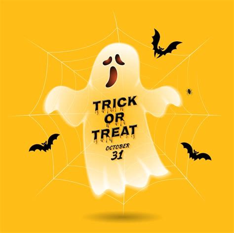 Premium Vector Happy Halloween Party Trick Or Treat Ghost
