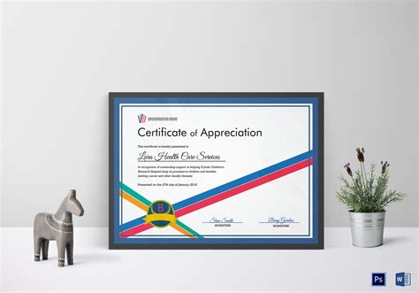 Organization Appreciation Certificate Design Template In Psd Word
