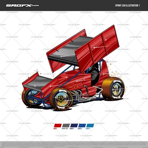 Winged Sprint Car Illustration 1 School Of Racing Graphics