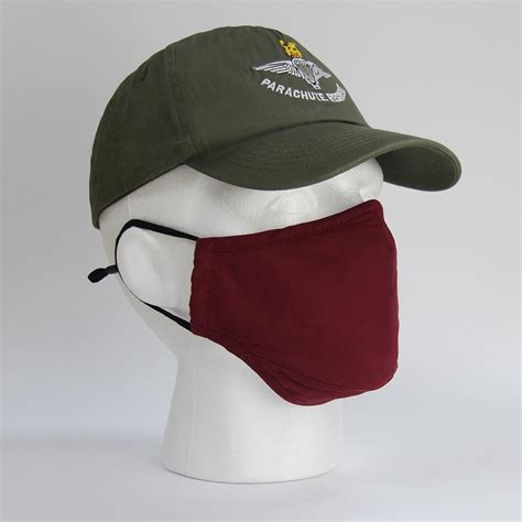 Maroon Face Covering Mask With Nose Wire And Adjustable Straps The