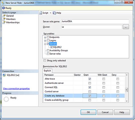Create A User Defined Server Role In Sql Server 2012 With T Sql Ssms