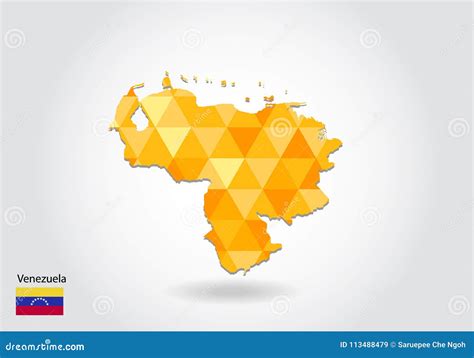Geometric Polygonal Style Vector Map Of Venezuela Low Poly Map Of