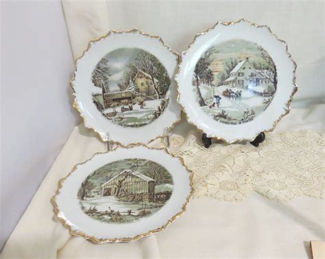 Vintage Currier And Ives Decorative Plates Wall Decor Farmers Home