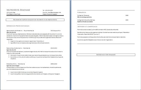 Exemple de CV agent de sécurité