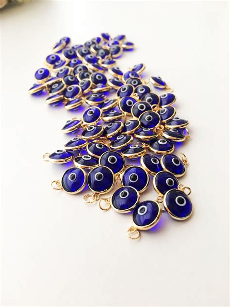 100 Pcs Blue Evil Eye Beads Bulk Set Nazar Boncuk Evil Eye Charm Evil Eye Connectors Revil