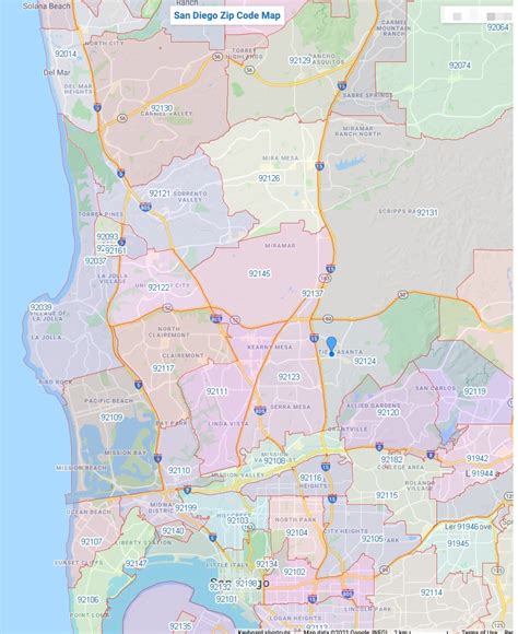 San Diego Zip Codes Map Zip Code Map California Map San Diego