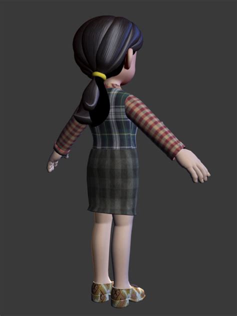 Woman Cartoon Character 3d Model Maya Files Free Download Modeling