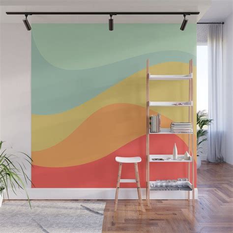 Abstract Color Waves Bright Rainbow Wall Mural Geometric Wall Paint