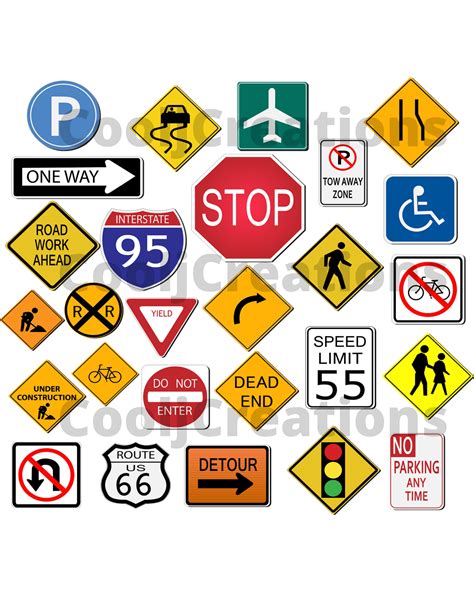 Traffic Signs Clipart Street Signs Icons For Scrapbooking Etsy India