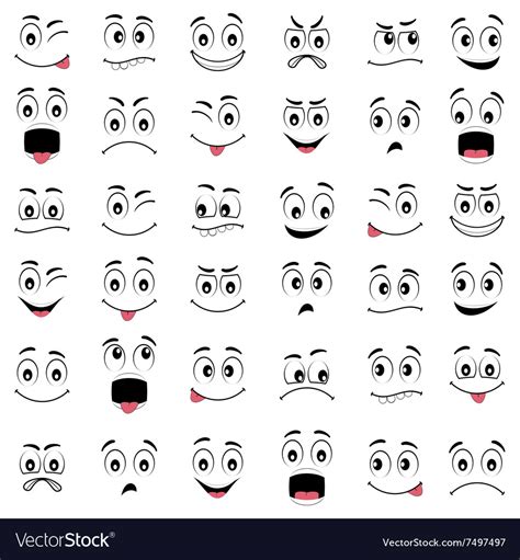 Cartoon Faces With Different Emotions Royalty Free Vector