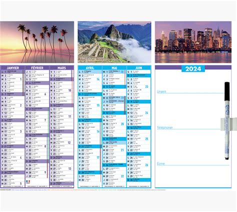 Exacompta Calendrier Effaçable Avec Photos Et Feutre 55 X 405 Cm