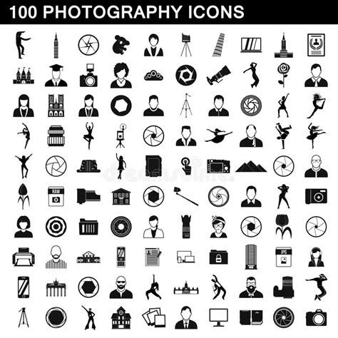 Photography Icons Set Simple Style Stock Vector Illustration Of