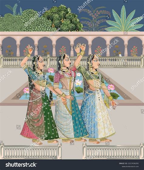 Traditional Mughal Dancing Queen Courtesan Lady Stock Vector Royalty Free 2217436291