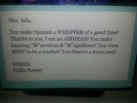 Letter For Spanish Teacher Teacher Appreciation Ts Teacher