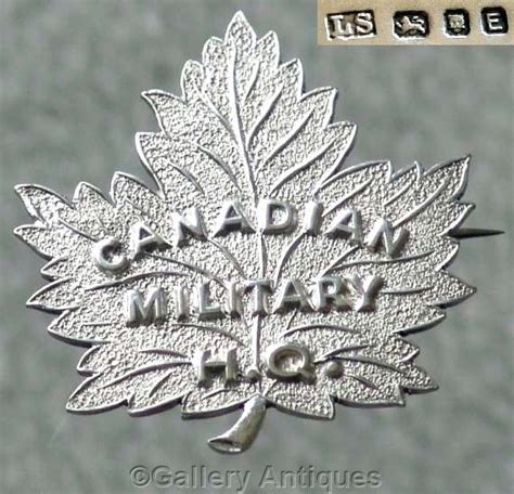 Sold Rare Wwii Solid Silver Maple Leaf Canadian Military Hq Pin Cap