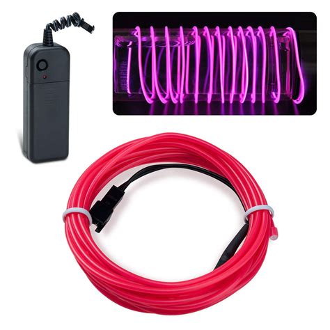 rosnek 2pack el wire 1 2 3 4 5m 10 colors portable neon lights for parties halloween blacklight