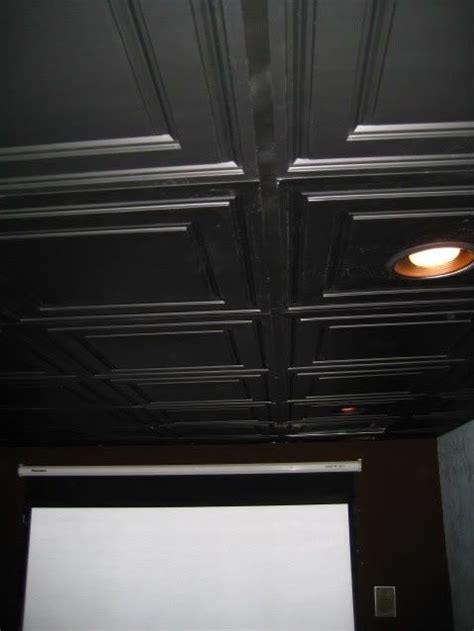 Thinking about tin ceiling panels? black suspended ceiling to look like pressed tin tiles ...