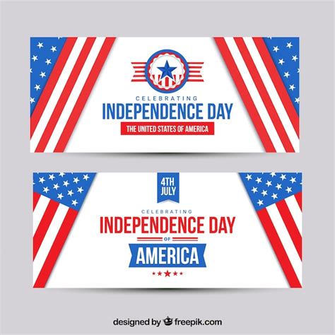 Free Vector 4th Of July Banners With American Flags