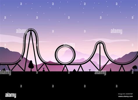 Vector Roller Coaster Ride Silhouette Park Rollercoaster Icon Illustration Skyline Concept