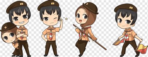Chibi Anime Characters Illustration Gerakan Pramuka Indonesia Scouting