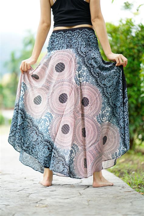 Plus Size Boho Maxi Skirt Gypsy Long Skirt Boho Chic Blue Etsy