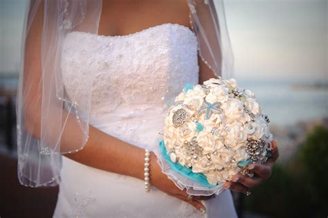 Beautiful Handmade Bridal Bouquet With Pins Wedding Photographers