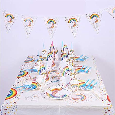 Unicorn Party Packs Supplies Set Girls Decorations Kit For Kids