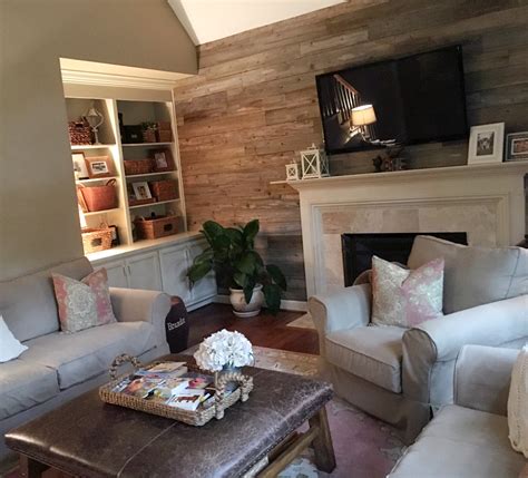 Living Room Accent Wall Reclaimed Wood Paneling