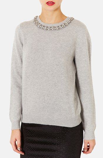 Topshop Embellished Neck Sweater Nordstrom Fashion Sweaters Clothes